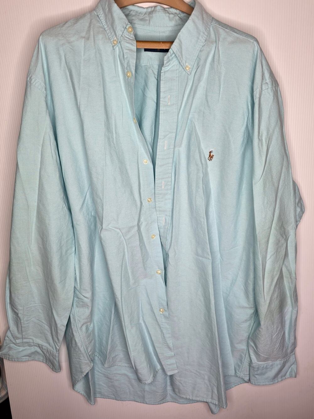 Ralph Lauren Men’s 2XLT Blue Cotton Long Sleeve Button Down Shirt Classic Preppy